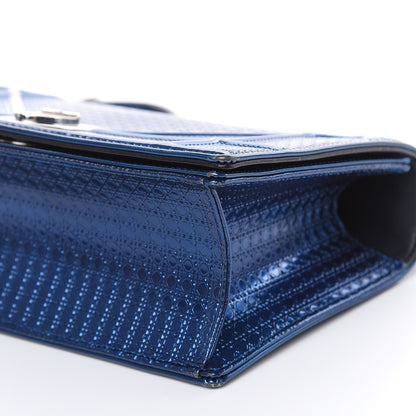 Christian Dior Metallic Patent Micro-Cannage Medium Diorama Flap Bag Blue 11 of 17