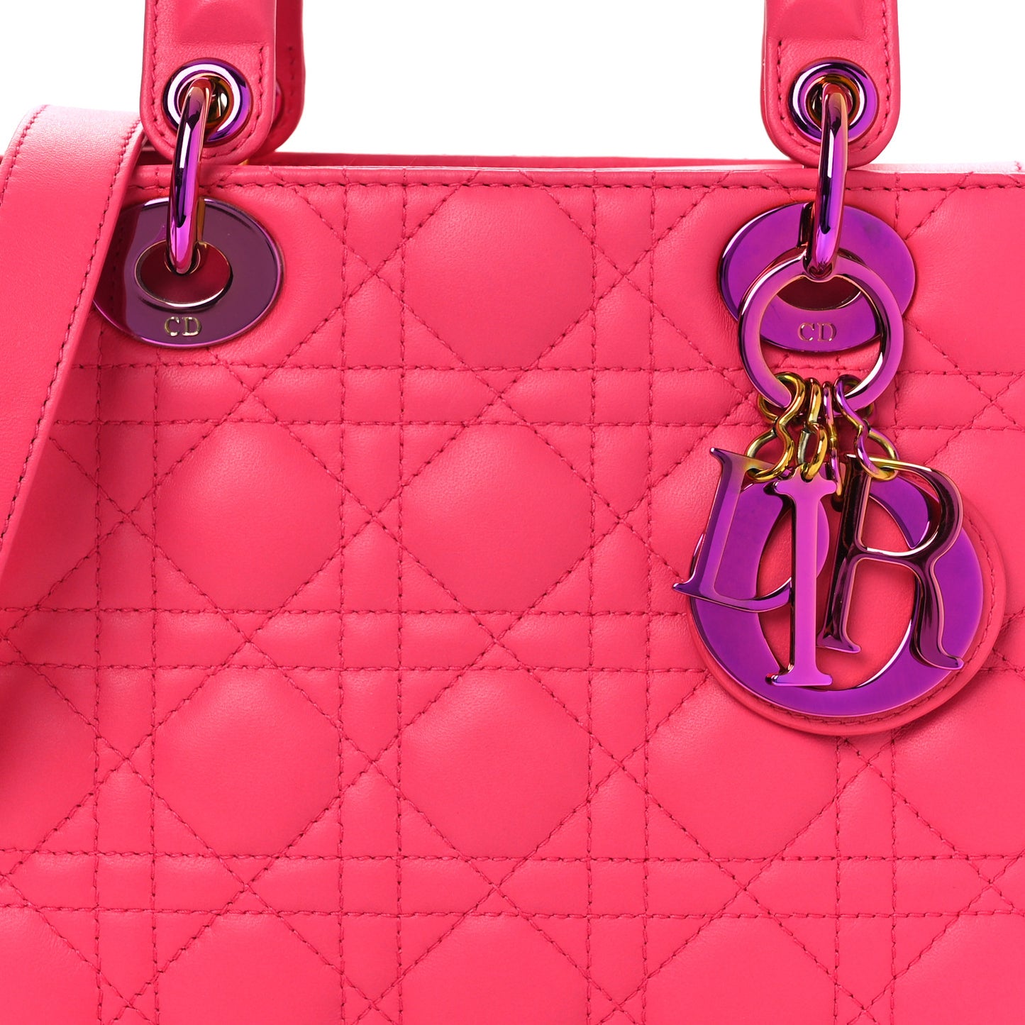 Lambskin Cannage Small Rainbow Lady Dior Pink