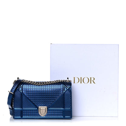 Christian Dior Metallic Patent Micro-Cannage Medium Diorama Flap Bag Blue 18 of 18