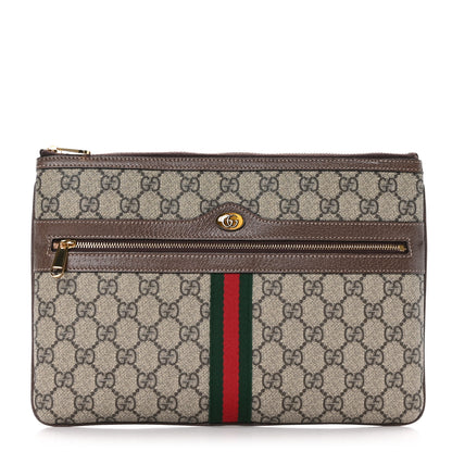 Gucci GG Supreme Monogram Large Ophidia Pouch Clutch Brown 1 of 9