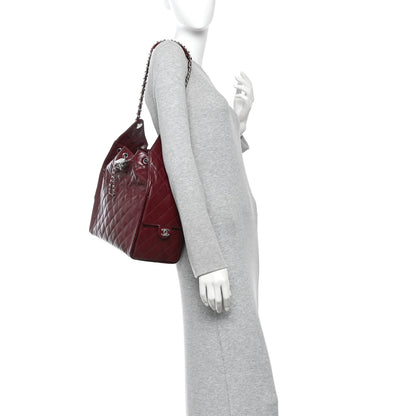 Chanel Shiny Crumpled Calfskin Quilted Medium Chanel 25 Handbag Dark Burgundy 2 of 11