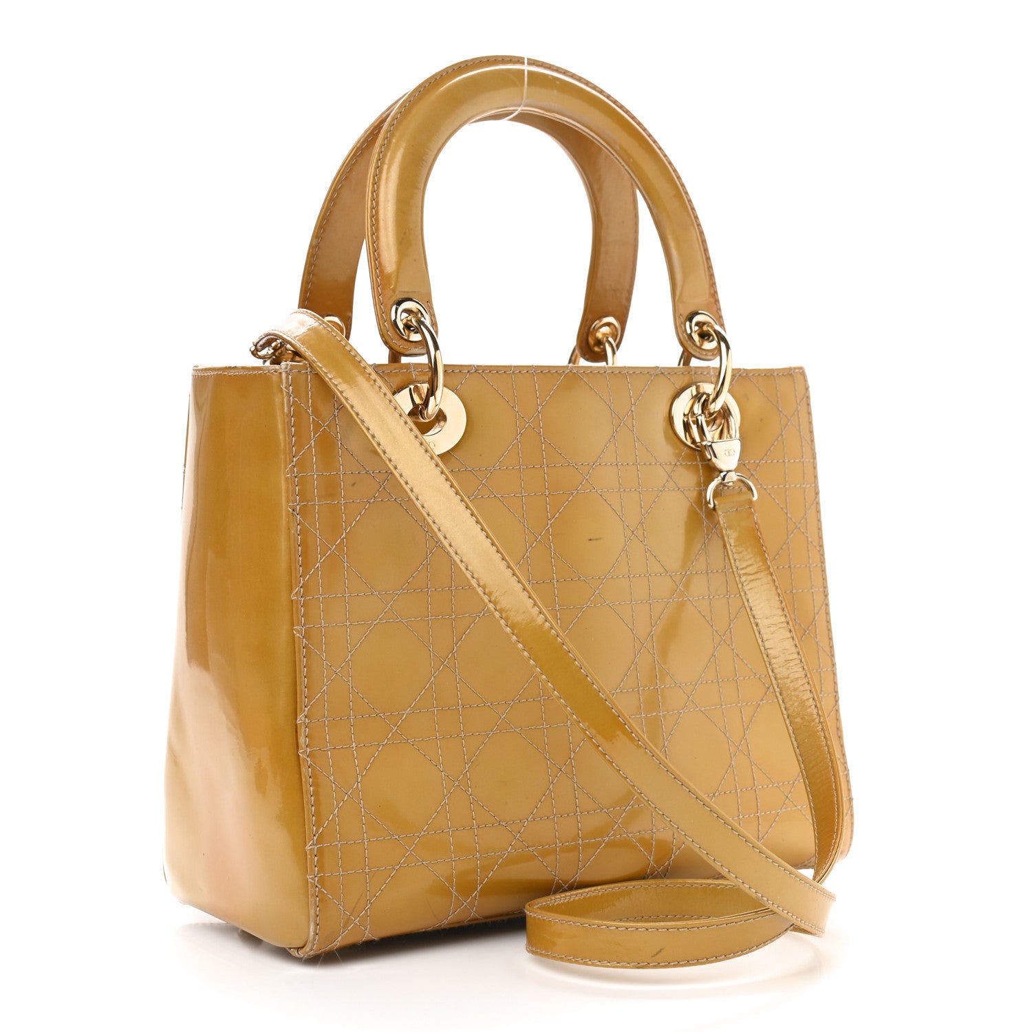 Christian Dior Patent Cannage Stitched Medium Lady Dior Dark Beige 3 of 23