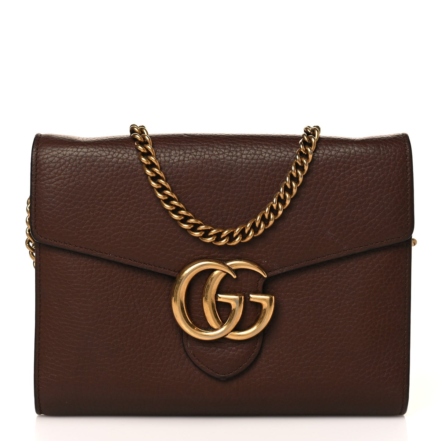 Cellarius Calfskin GG Marmont Chain Wallet Nut Brown