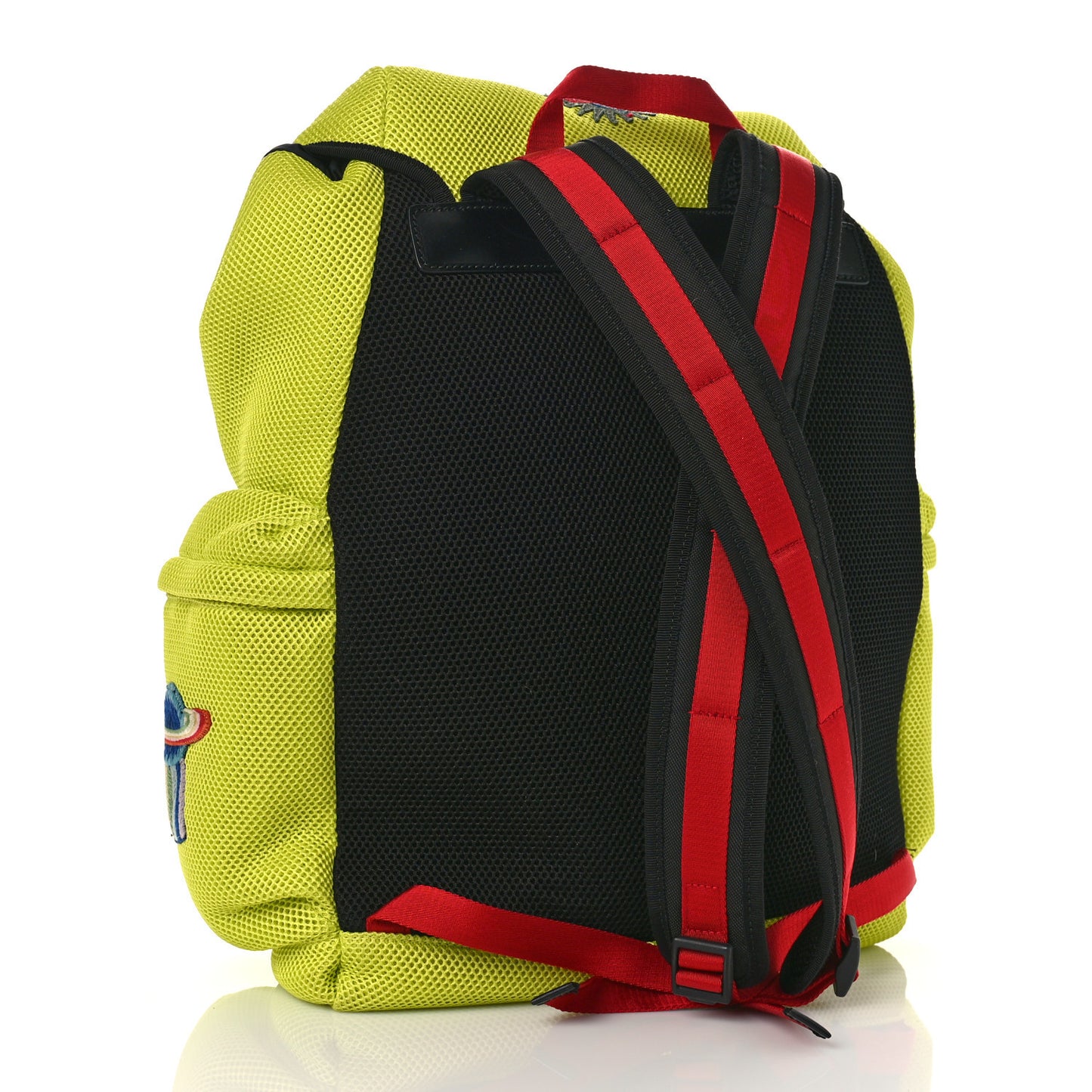 Mesh Web Hollywood Embroidered Double Buckle Backpack Anis Multicolor Black