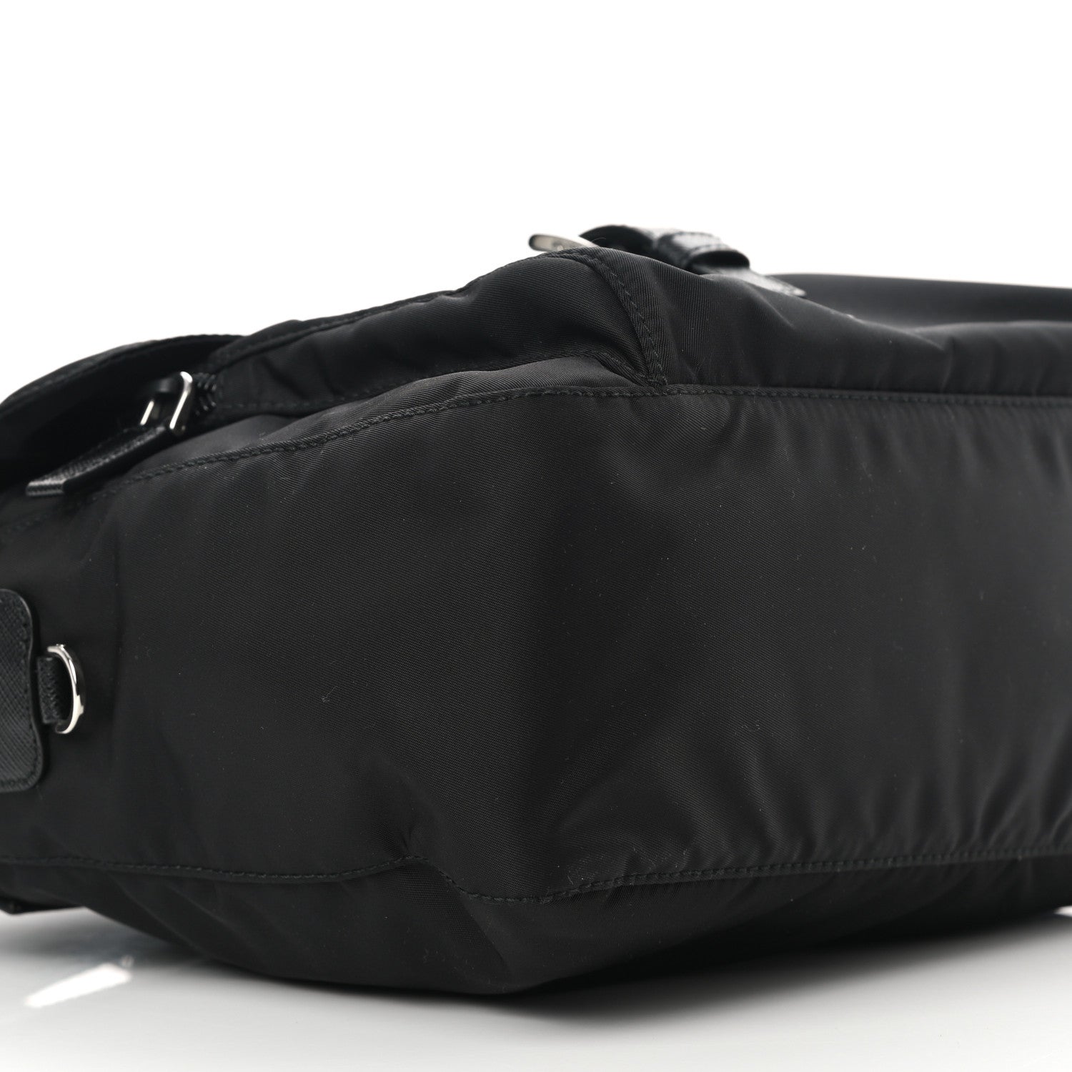 Prada Re-Nylon Vela Saffiano Pocket Single Buckle Messenger Shoulder Bag Black 10 of 11