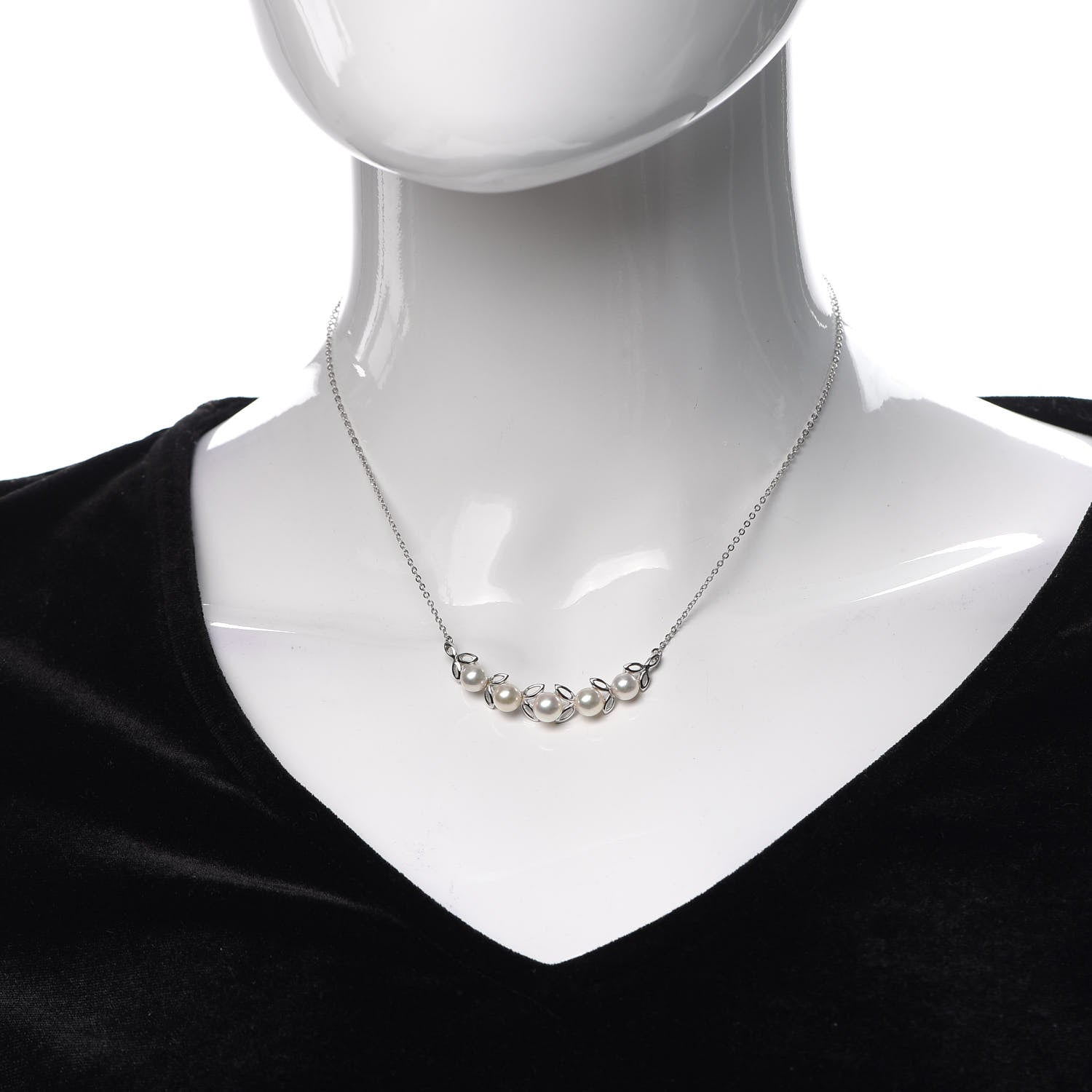 Mikimoto Sterling Silver Akoya Pearl 5.5-6mm Leaf Pendant Necklace 2 of 5
