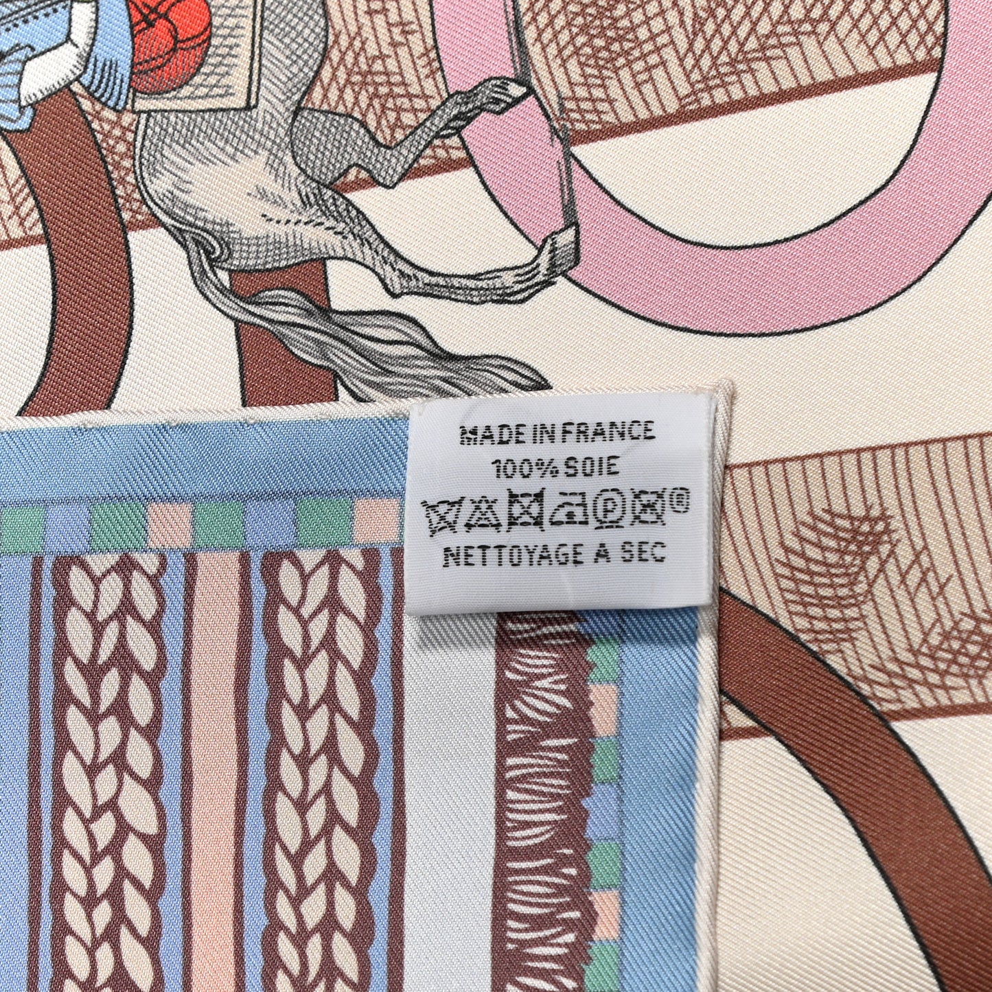Silk Passades et Serpentines Double Face Scarf 90 Creme Vert Rose