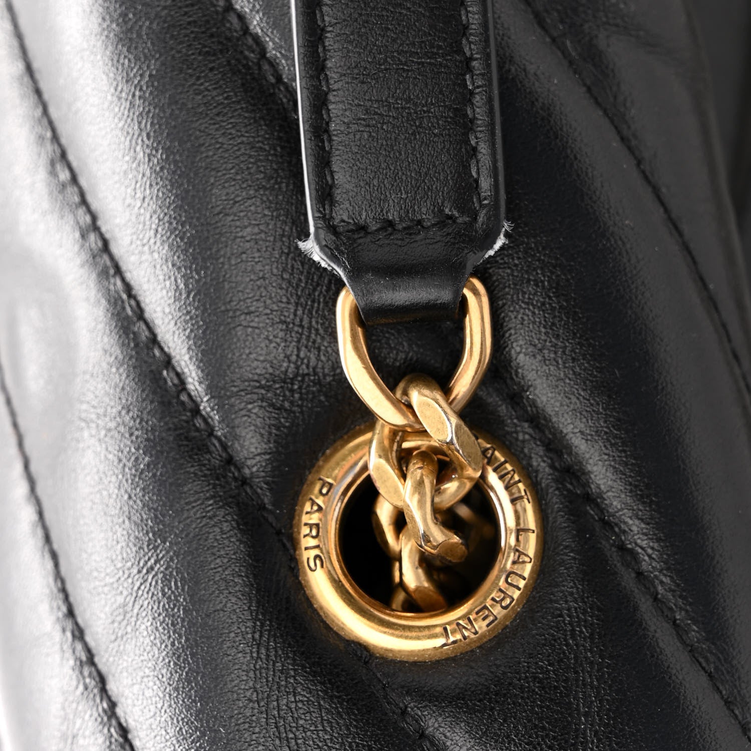 Saint Laurent Calfskin Y Quilted Monogram Medium Loulou Chain Satchel Black 10 of 13