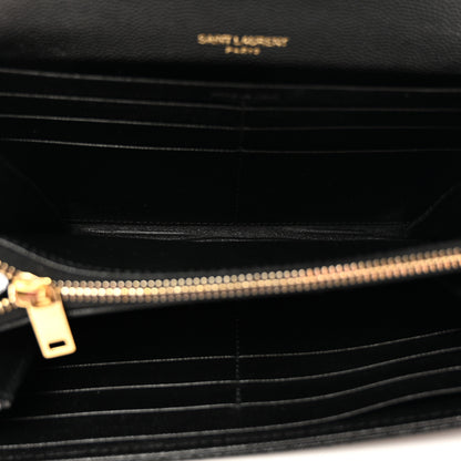Saint Laurent Grain De Poudre Mixed Matelasse Triquilt Large Monogram Wallet Black 5 of 12
