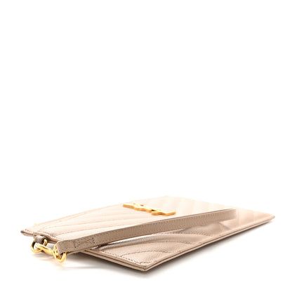 Saint Laurent Grain De Poudre Chevron Monogram Large Bill Pouch Dark Beige 4 of 9