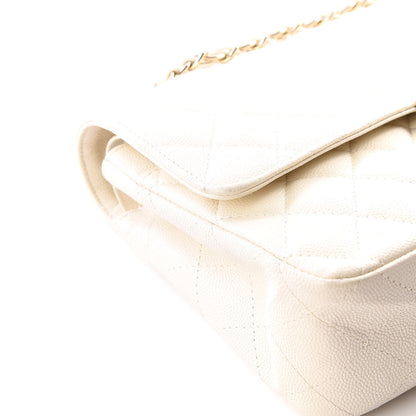 Chanel Caviar Quilted Medium Double Flap White 11 of 12
