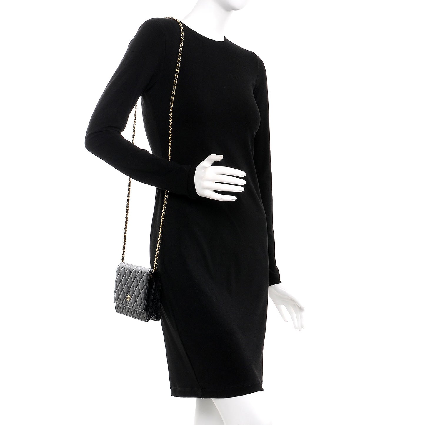 Caviar Quilted Wallet On Chain WOC Black