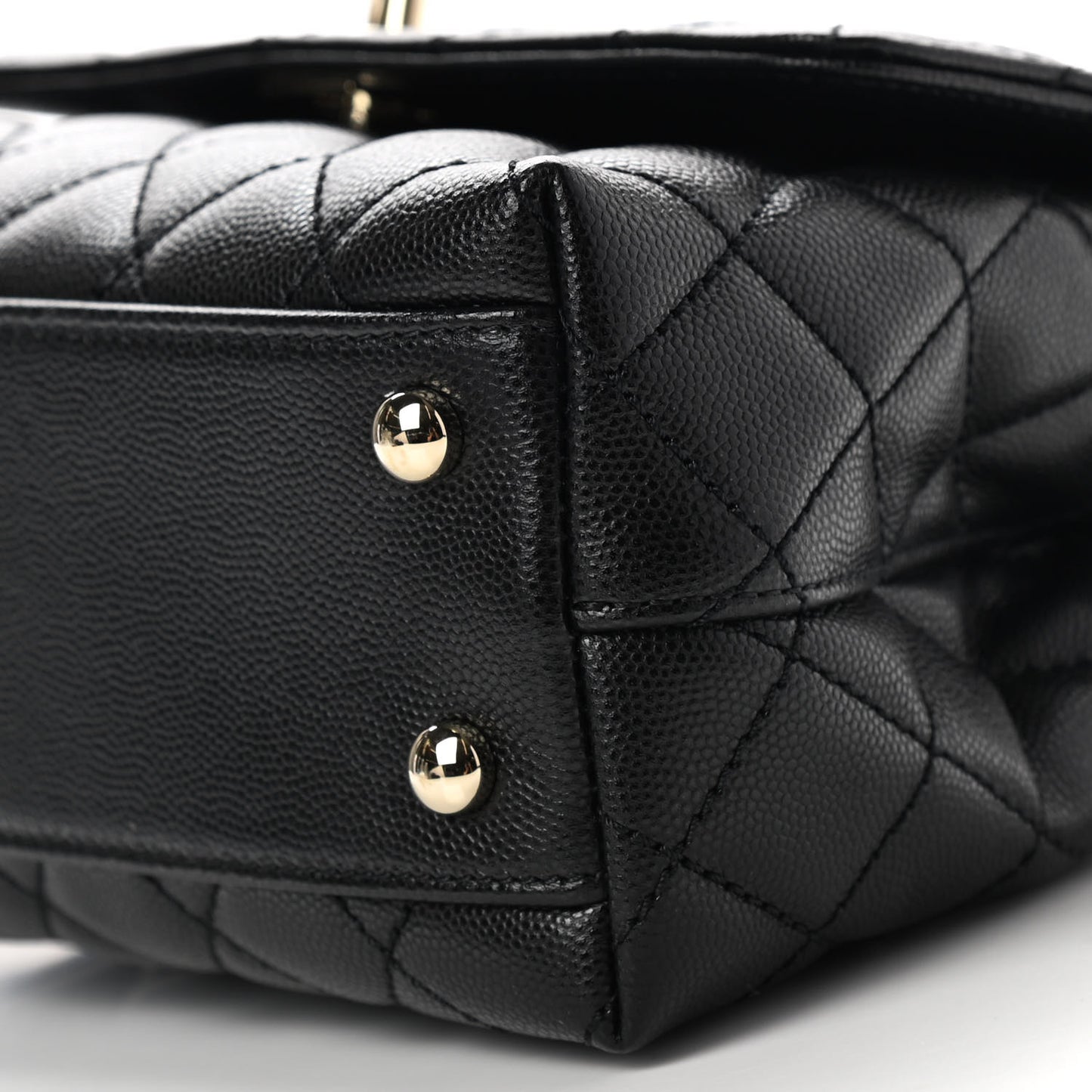 Caviar Quilted Mini Coco Handle Flap Black