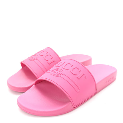 Gucci Rubber Logo Stamped Mens Slide Sandals 11 Fuchsia 4 of 9
