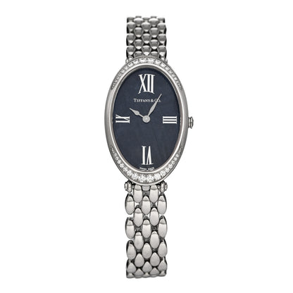 Tiffany Stainless Steel Diamond 21mm 2-Hand Cocktail Quartz Watch 1 of 4