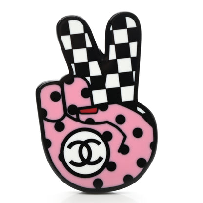 Chanel Resin Peace Sign Emoji Brooch Pink 1 of 6