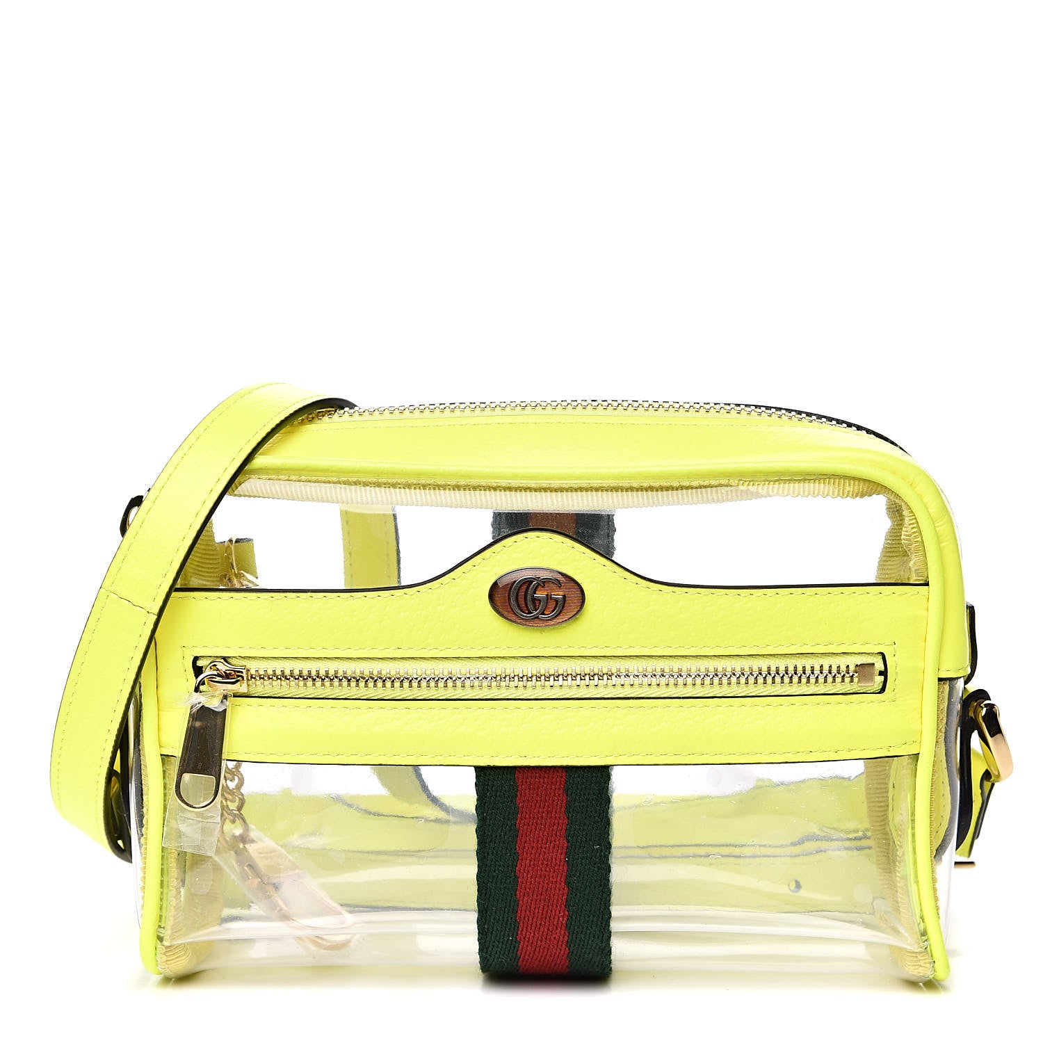 Gucci Vinyl Web Mini Ophidia Transparent Shoulder Bag Yellow Fluo 1 of 9