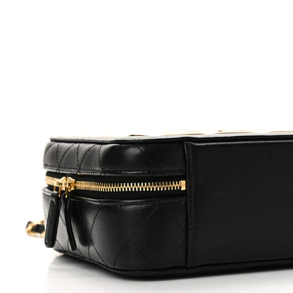 Chanel Lambskin Metal Quilted Golden Plate Vanity Case Black Golden Plate Vanity Case Black Gold 9 of 10
