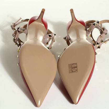 Valentino Garavani Nappa Rockstud Ankle Strap Low Heel Pumps 38 Scarlet Poudre 5 of 7