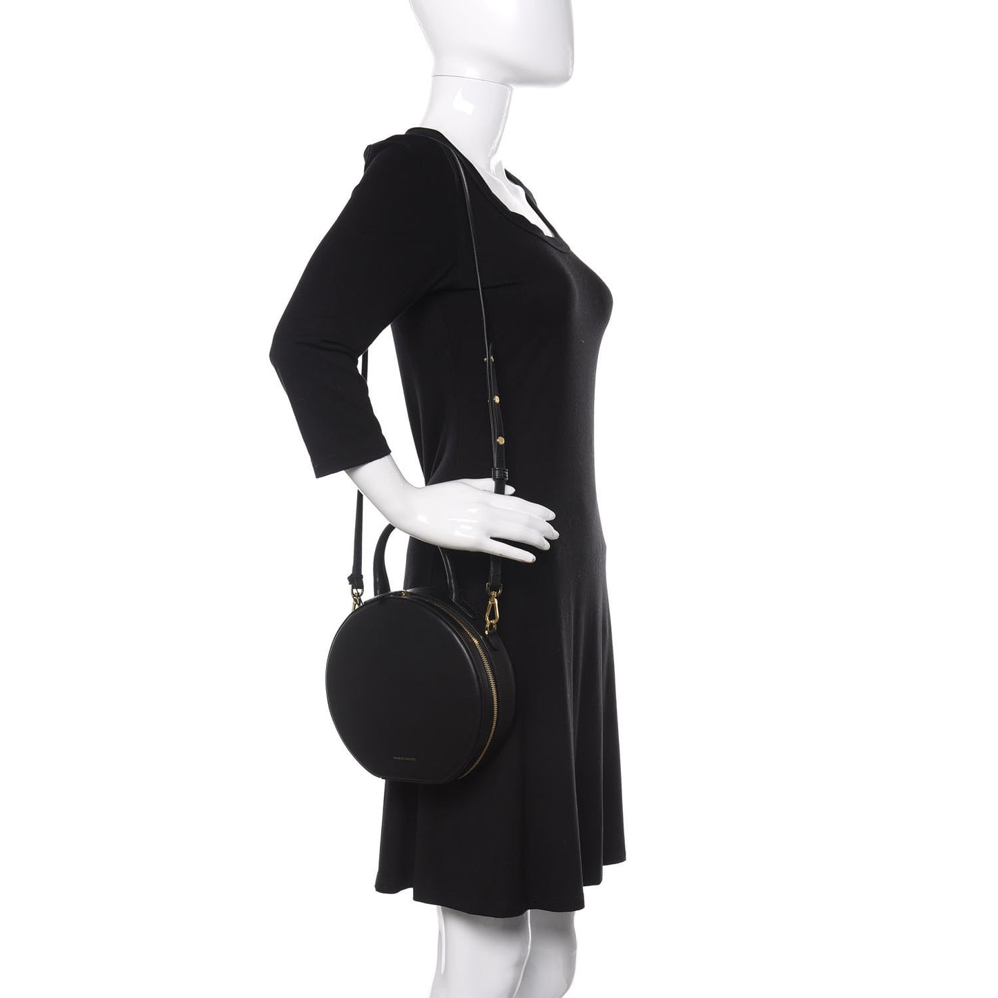Calfskin Circle Crossbody Bag Black