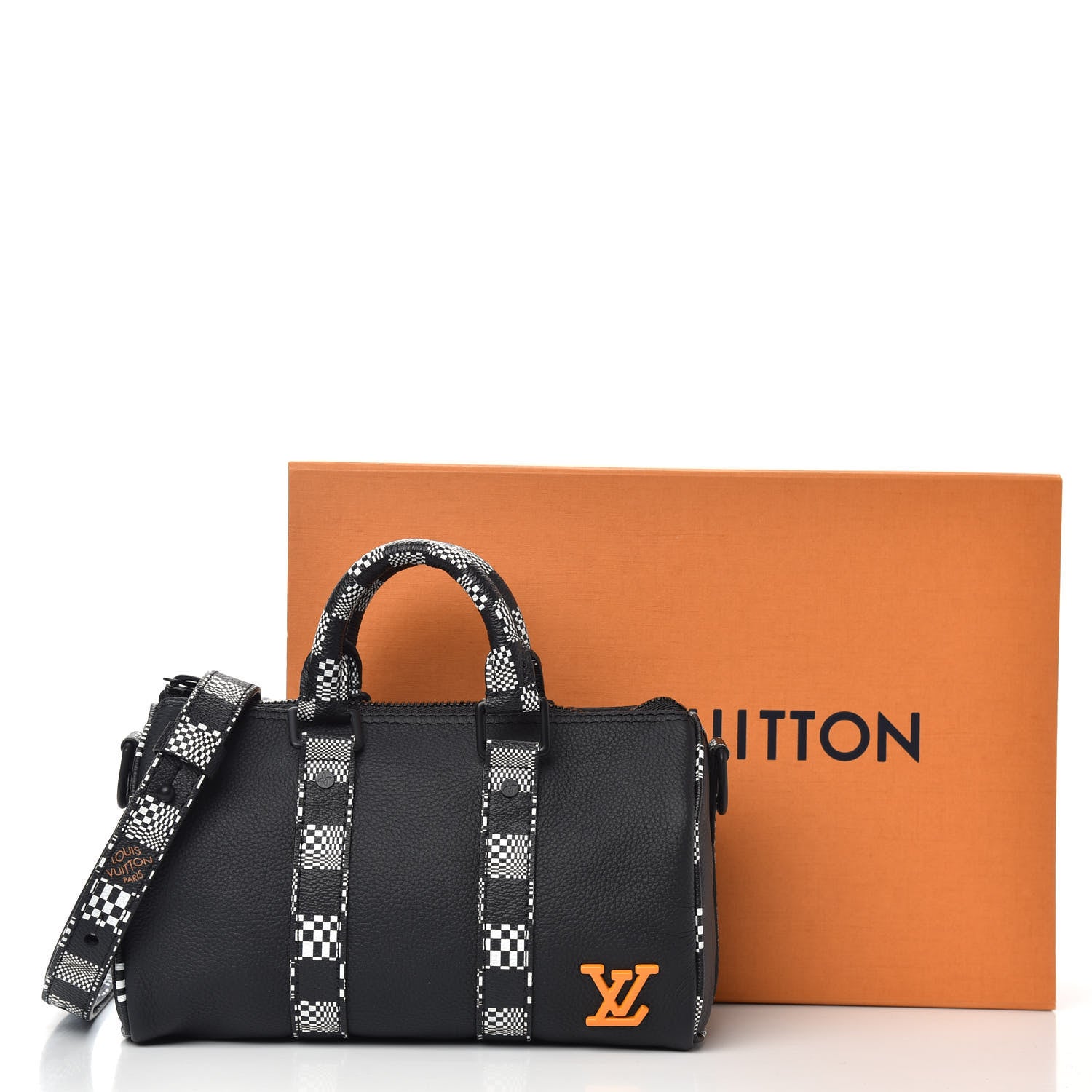 Louis Vuitton Calfskin Damier Distorted Keepall XS Black 9 of 9