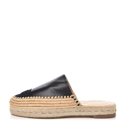 Chanel Lambskin Grosgrain CC Espadrille Mules 41 Black 1 of 10