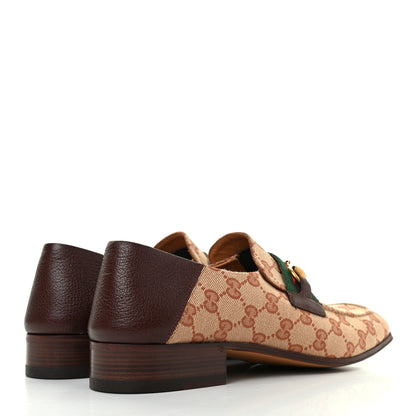 Gucci GG Monogram Goatskin Web Mens Horsebit Loafers 8 Beige Ruggine Light Brown 4 of 8