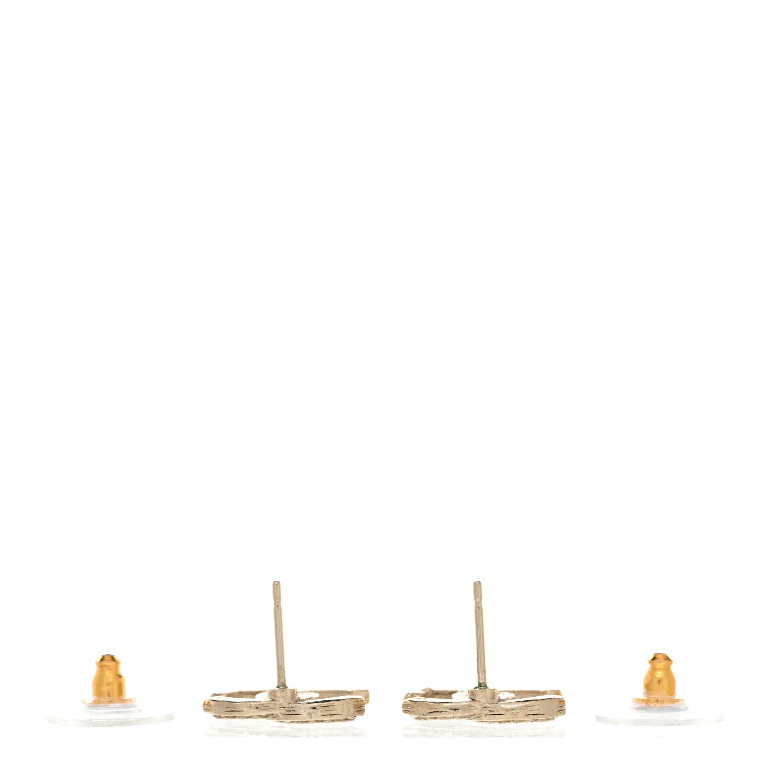 Chanel Crystal Mini Timeless CC Earrings Light Gold 3 of 4