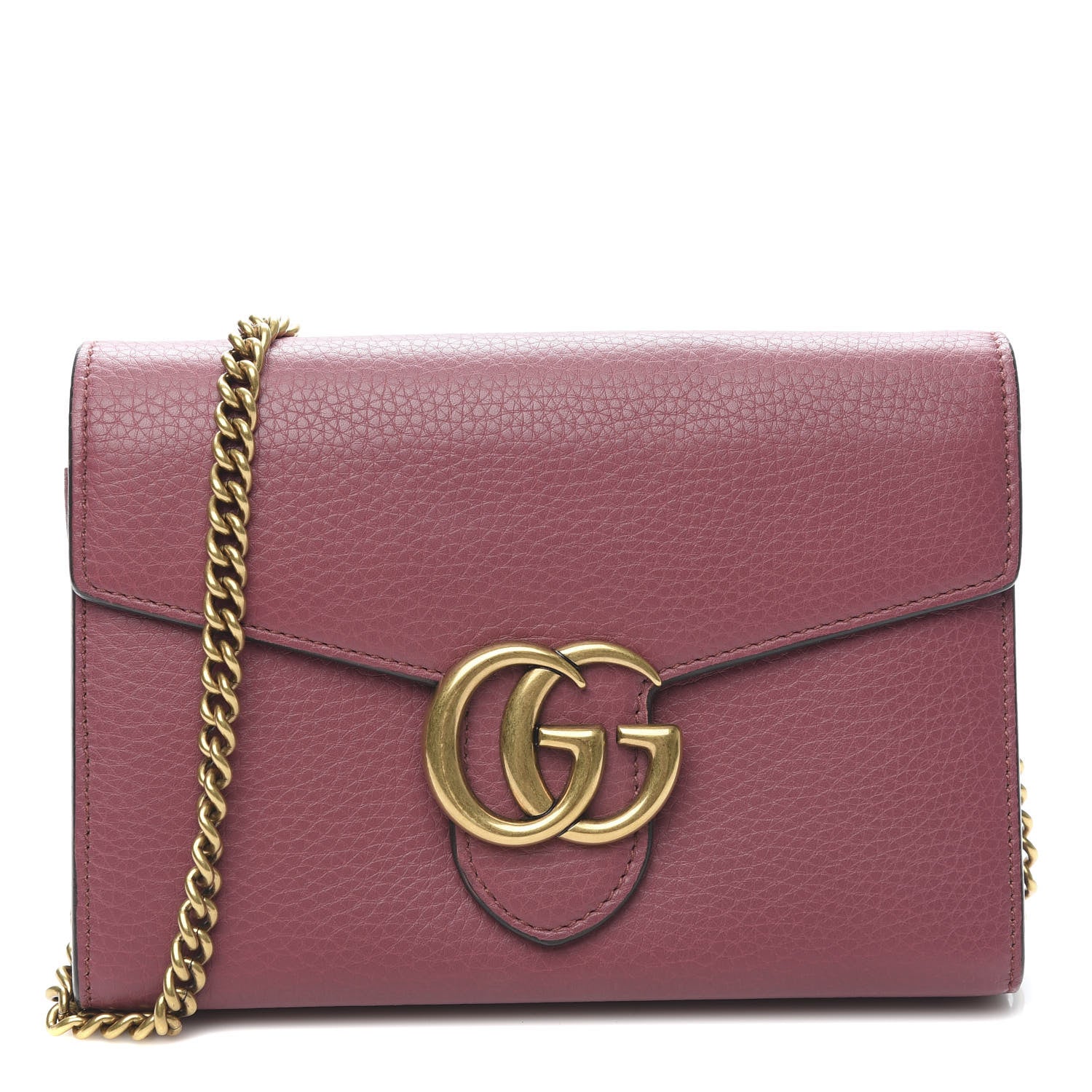 Gucci Cellarius Calfskin GG Marmont Chain Wallet Dry Rose 1 of 12