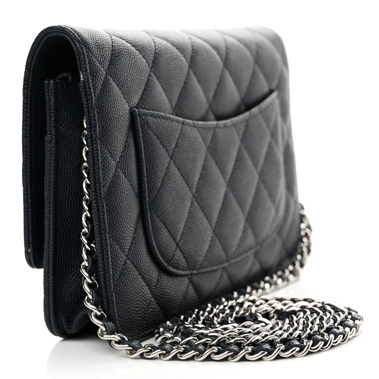 Chanel Caviar Quilted Wallet on Chain WOC Navy Blue 3 of 14