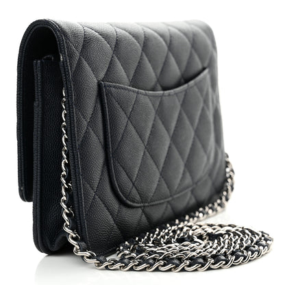 Chanel Caviar Quilted Wallet on Chain WOC Navy Blue 3 of 14