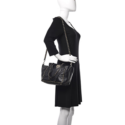 Valentino Garavani Vitello Small Rockstud Tote Black 2 of 13