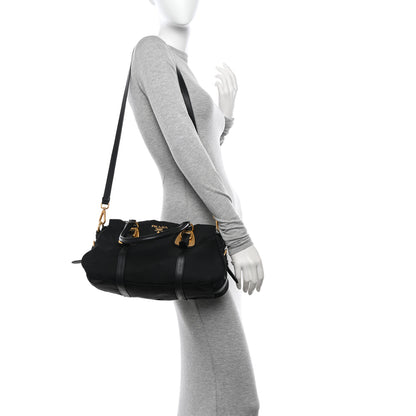 Prada Tessuto Nylon Soft Calfskin Shopping Satchel Black 2 of 16