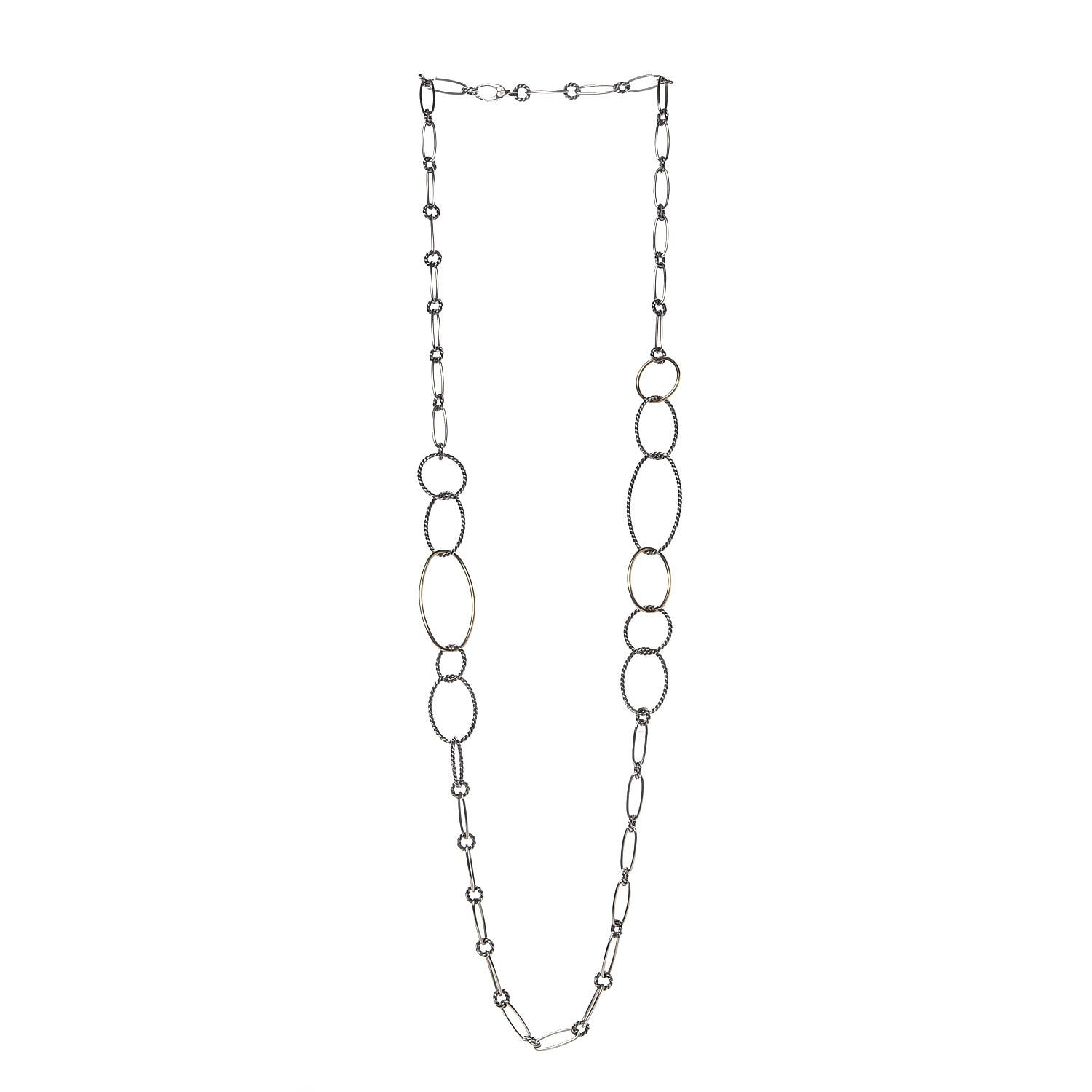 David Yurman Sterling Silver 18K Gold Mobile Link Necklace 3 of 5