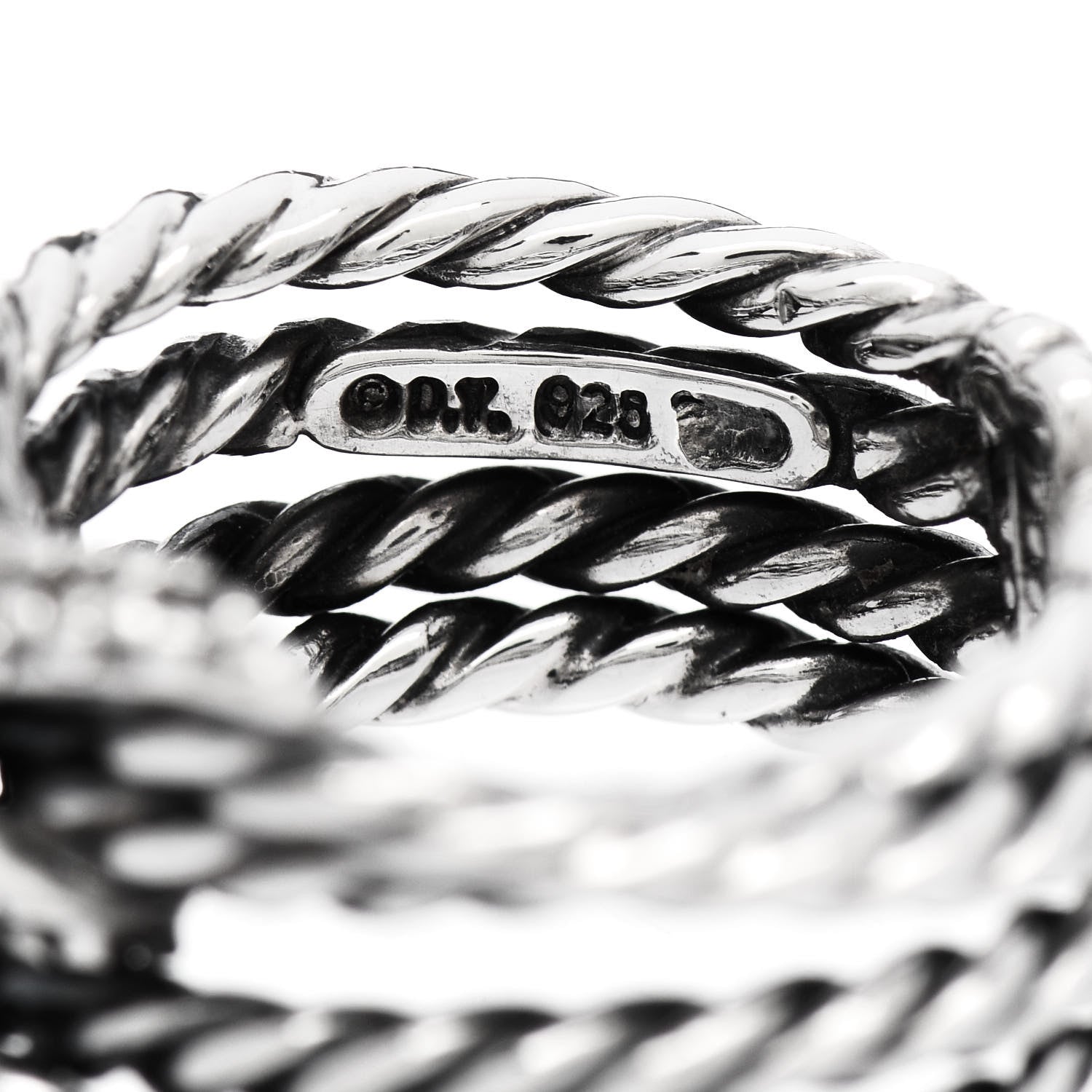 David Yurman Sterling Silver Diamond 10mm X Crossover Ring 50 5.25 3 of 4