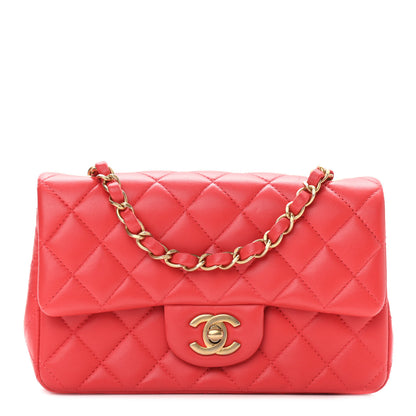 Chanel Lambskin Quilted Mini Rectangular Flap Red 1 of 10