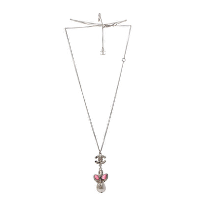 Chanel Enamel Pearl CC Pendant Necklace Gold 3 of 5