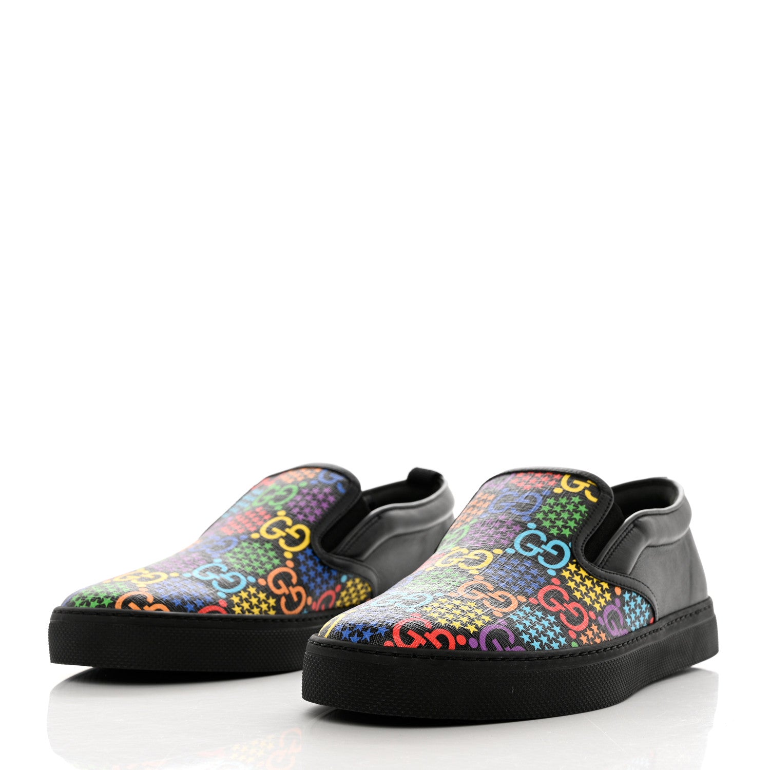 Gucci GG Supreme Monogram Psychedelic Mens Slip On Sneakers 10.5 Black Multicolor 4 of 10