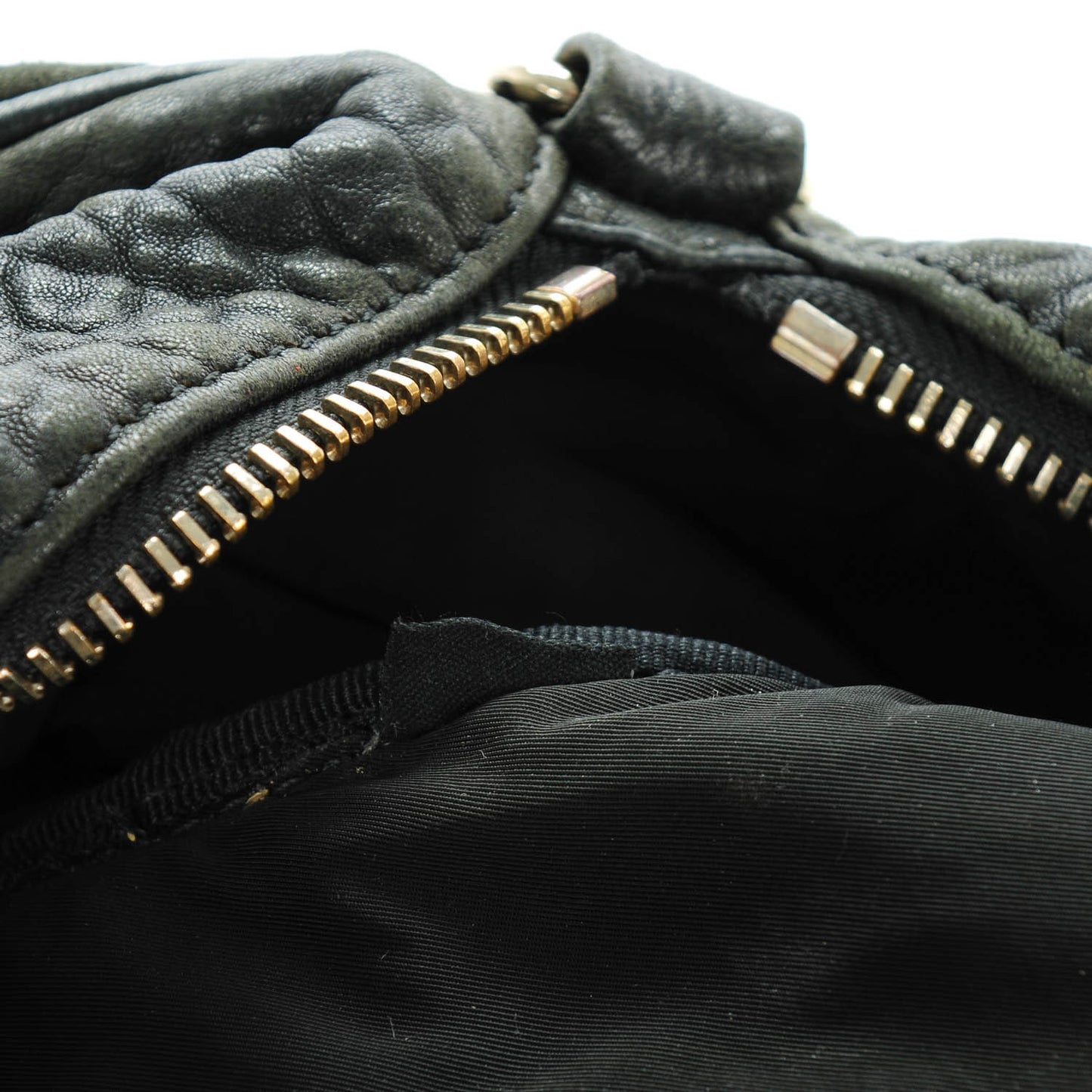 Pebbled Lambskin Rocco Duffel Black Pale Gold Hardware