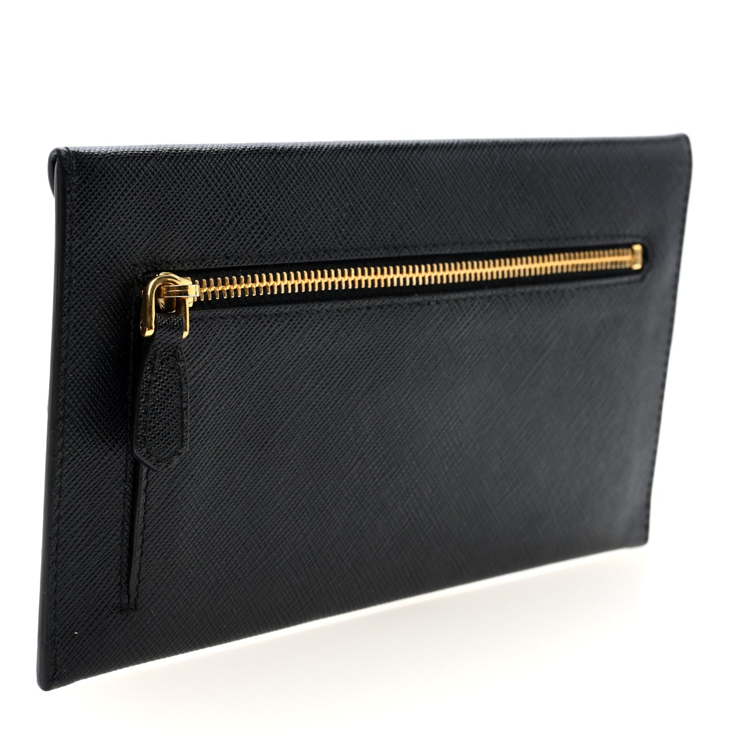 Prada Saffiano City Calfskin Envelope Wallet Black 3 of 6