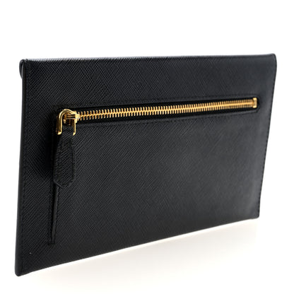 Prada Saffiano City Calfskin Envelope Wallet Black 3 of 6