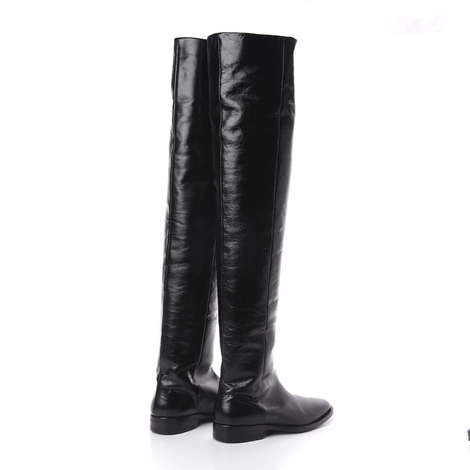 Saint Laurent Calfskin Thigh High Boots 35.5 Black 4 of 6