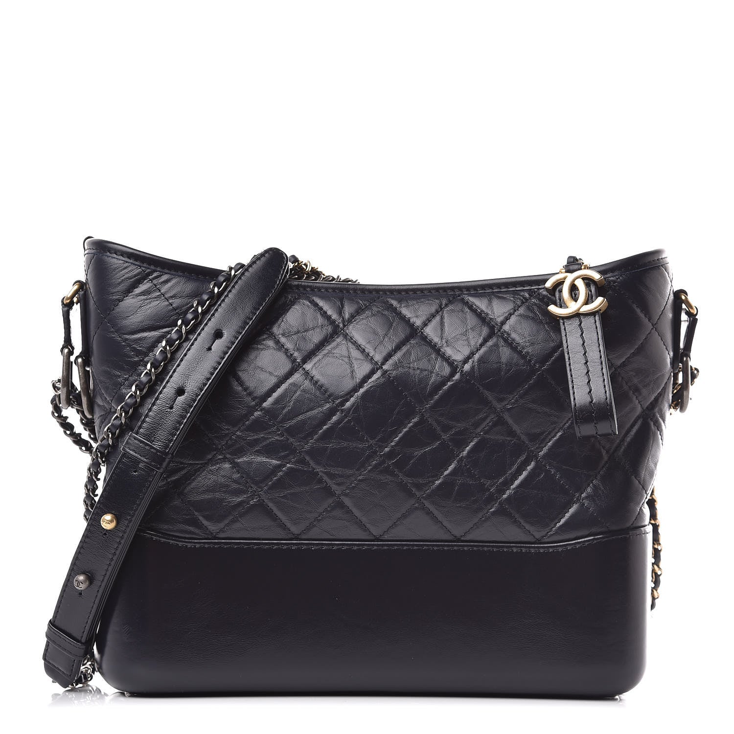 Chanel Aged Calfskin Quilted Medium Gabrielle Hobo Dark Navy Blue 1 of 10