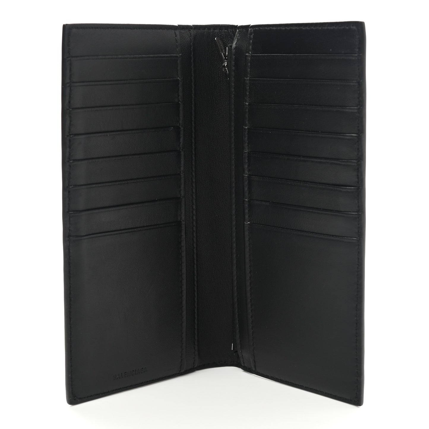 Calfskin Cash Vertical Long Wallet Black