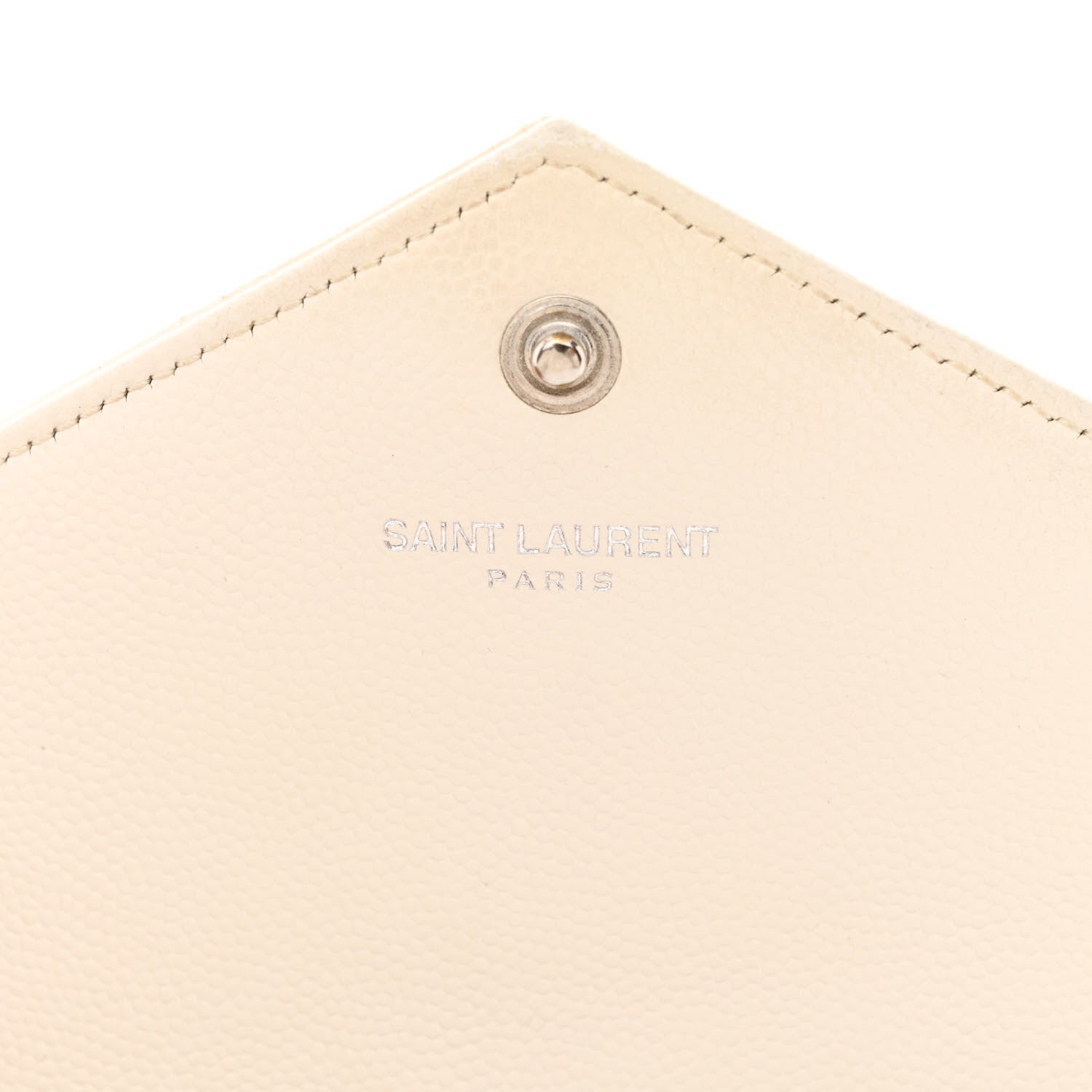 Saint Laurent Grain De Poudre Matelasse Chevron Monogram Envelope Chain Wallet White 6 of 21