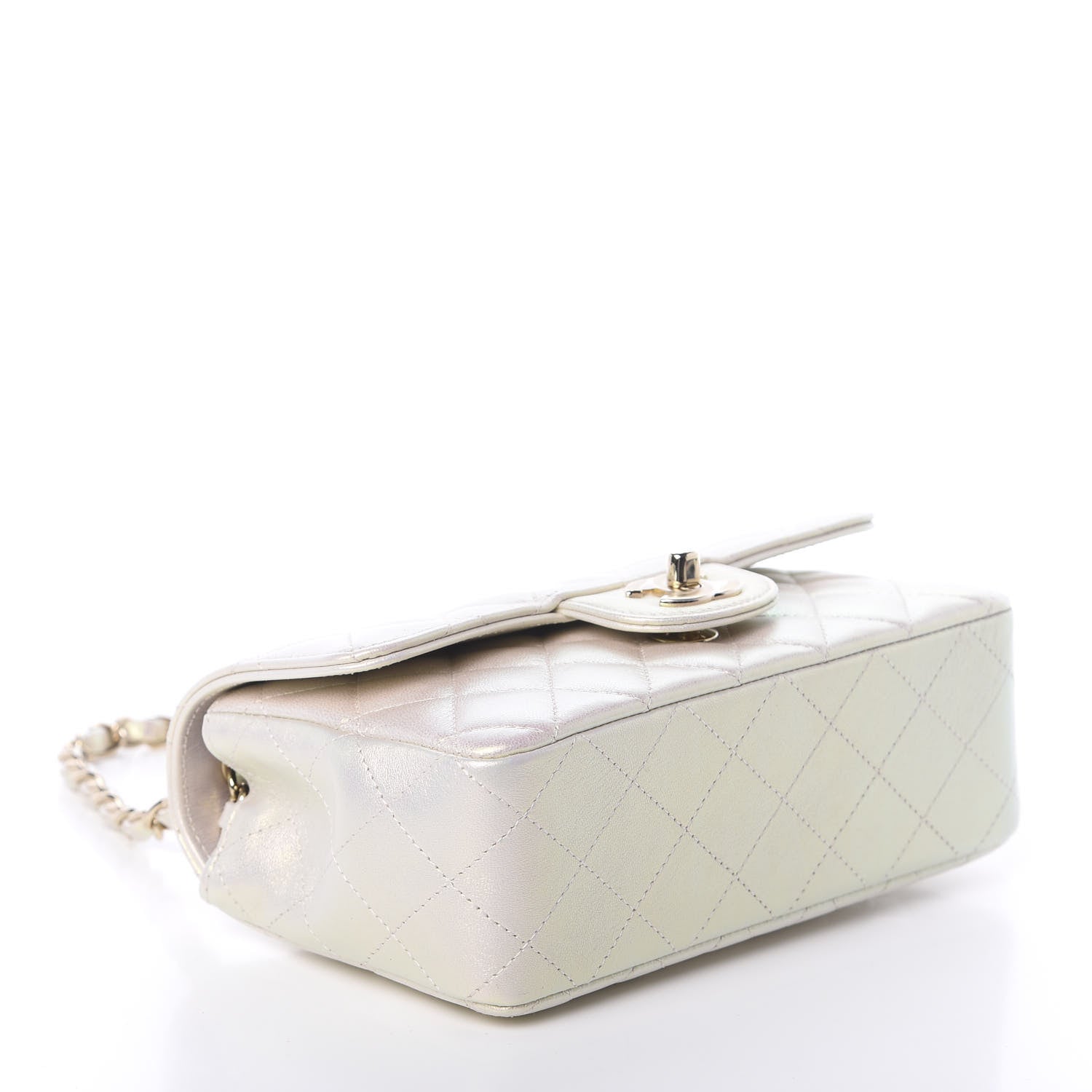 Chanel Iridescent Lambskin Quilted Mini Rectangular Flap Ivory 4 of 9