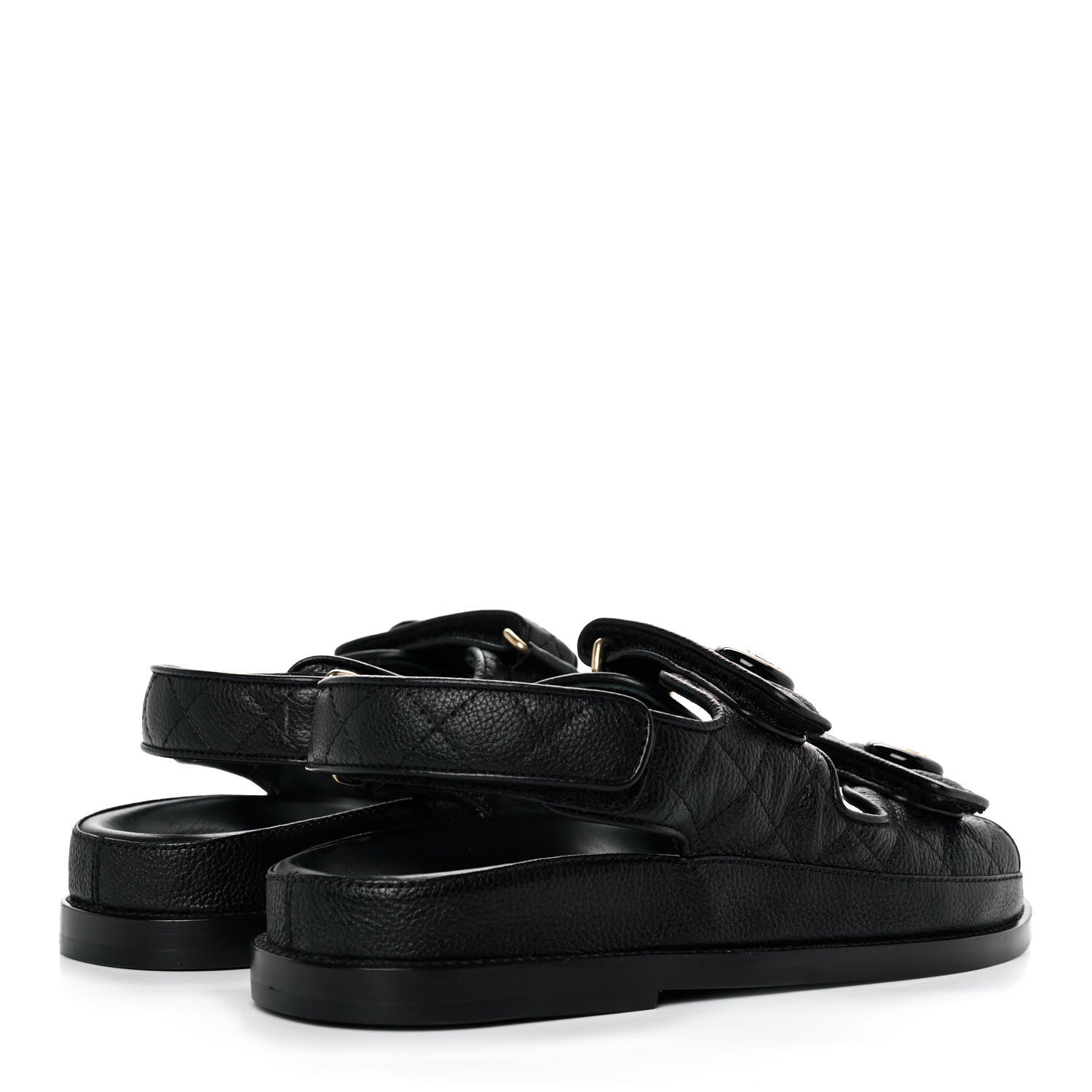 Chanel Grained Calfskin Velcro Dad Sandals 36 Black 4 of 9