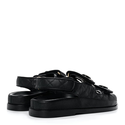 Chanel Grained Calfskin Velcro Dad Sandals 36 Black 4 of 9