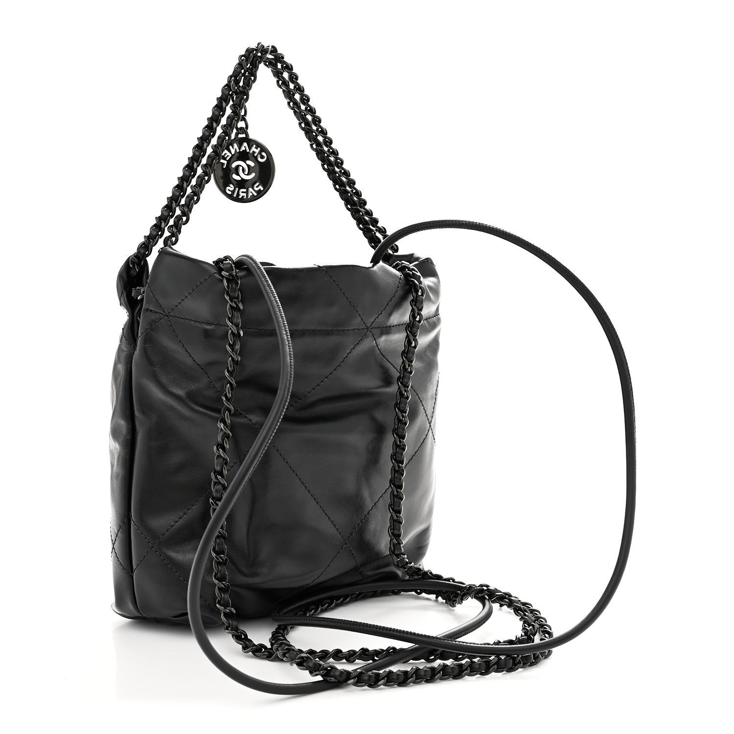 Chanel Shiny Calfskin Quilted Mini Chanel 22 So Black 3 of 11