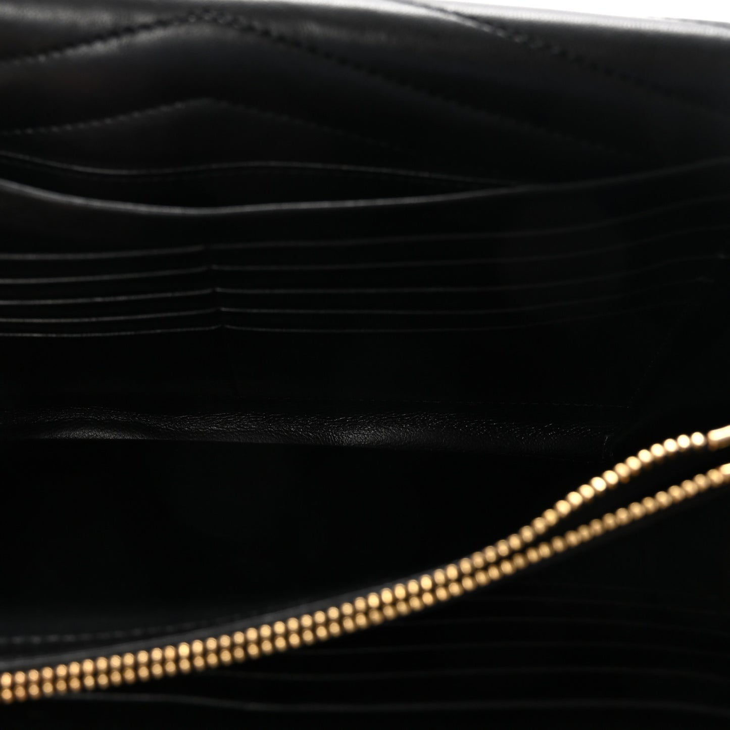 Lambskin Matelasse Chevron Monogram Sulpice Chain Wallet Black